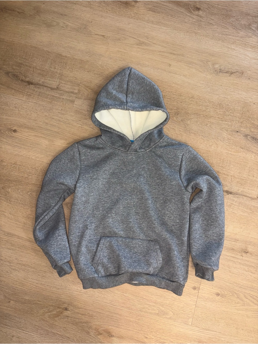 Amazon Kids Gray Hooded Sweatshirt with Cream Sherpa Lining